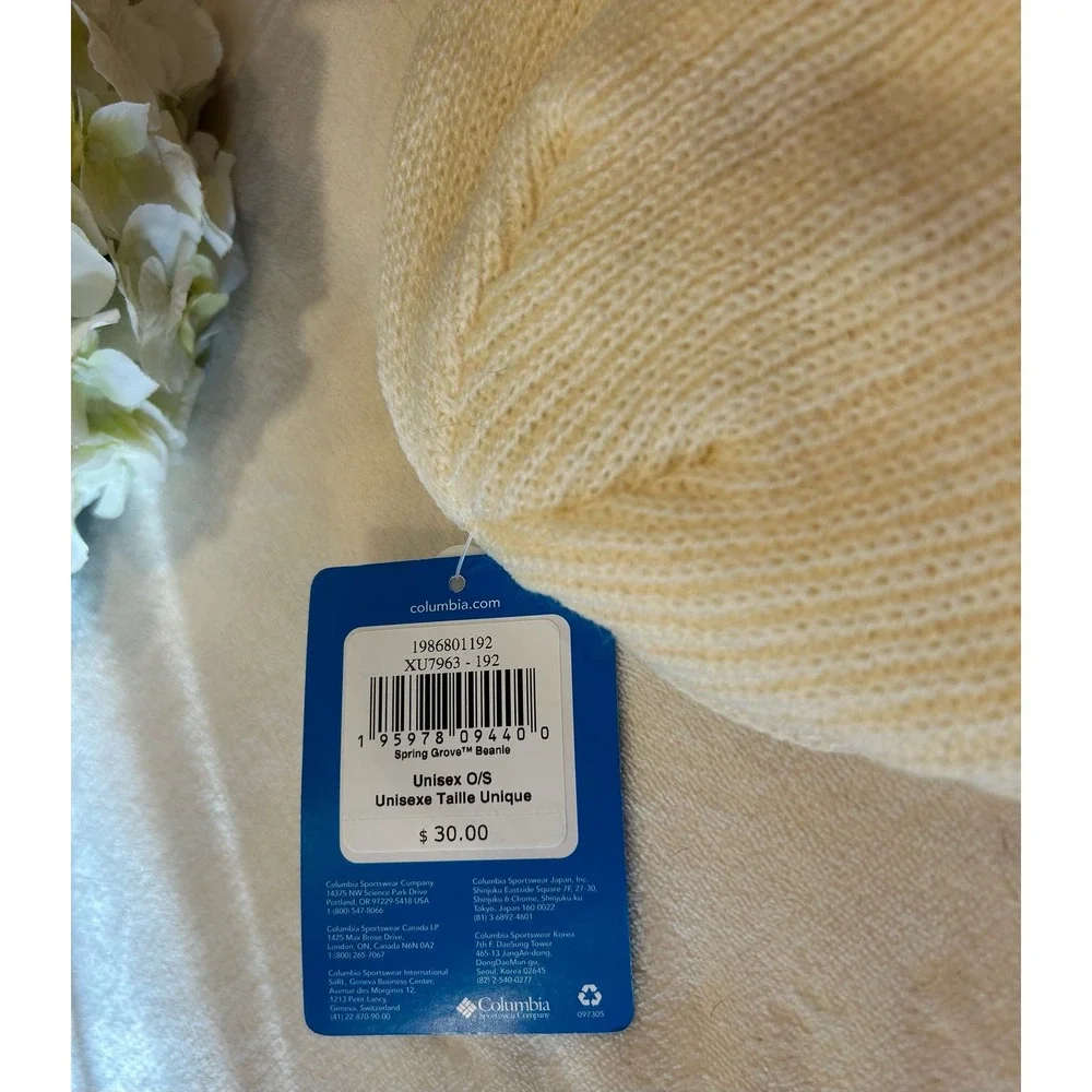 Columbia Whirlibird Cuffed Off White Knit Beanie Winter Hat, OS